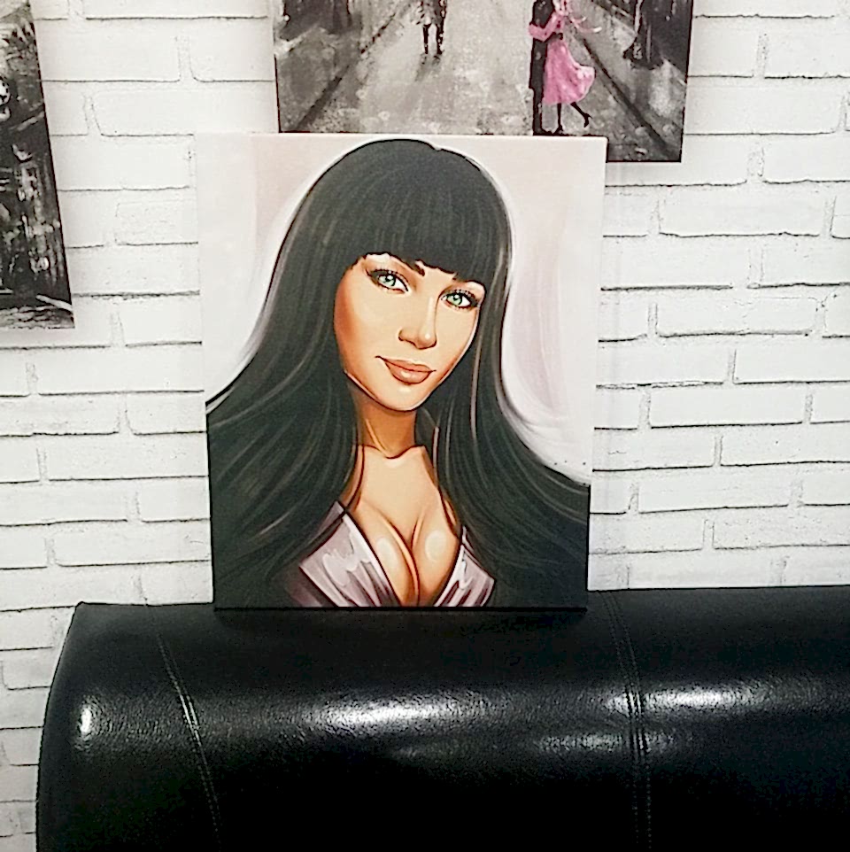 портретное фото на холсте